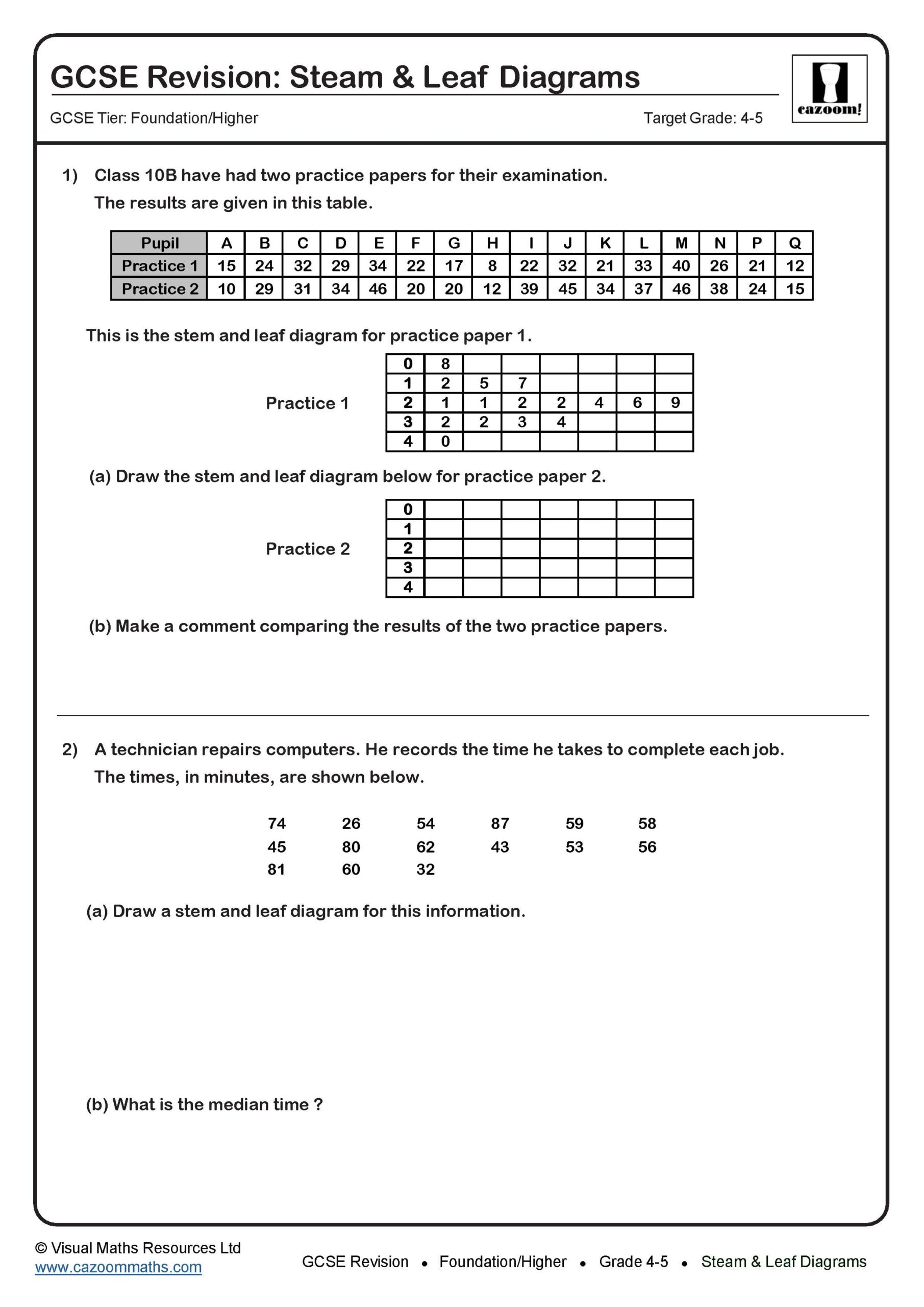 STATISTICS AND PROBABILITY REVISION WORKSHEETS preview