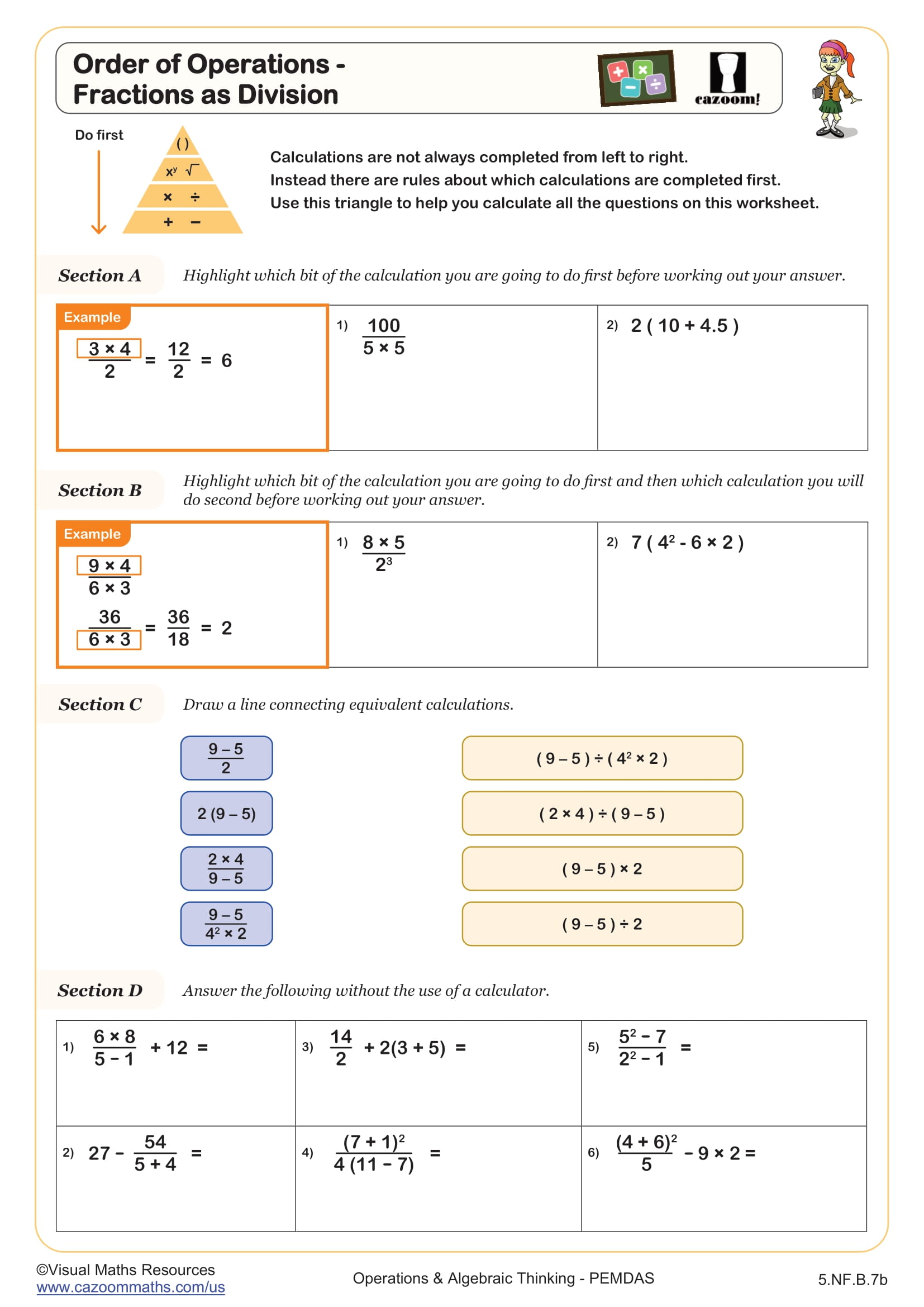 Preview of Order of Operations - Fractions as Division