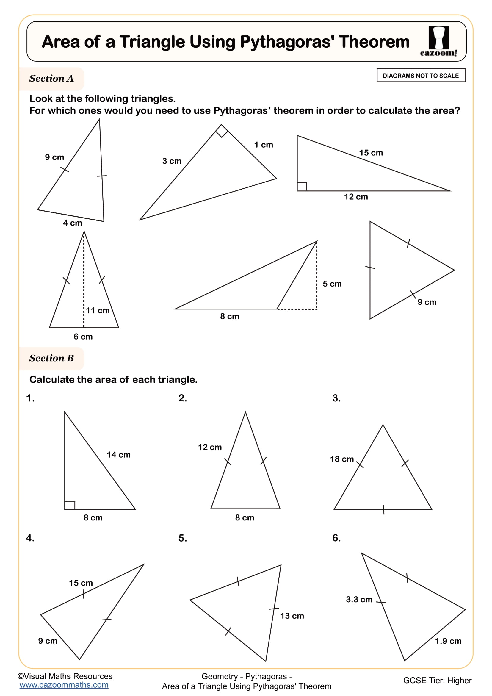 Preview of Area of a Triangle Using Pythagoras' Theorem