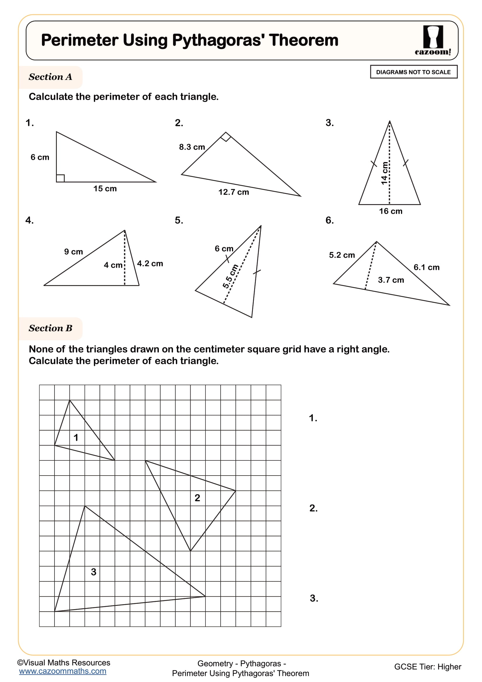 Preview of Perimeter Using Pythagoras' Theorem