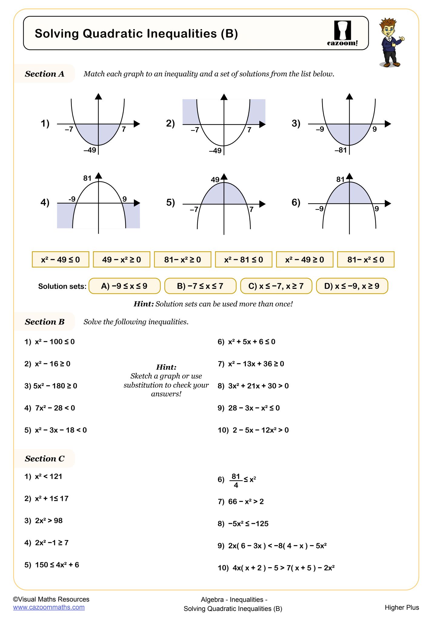 Preview of Solving Inequalities (C)