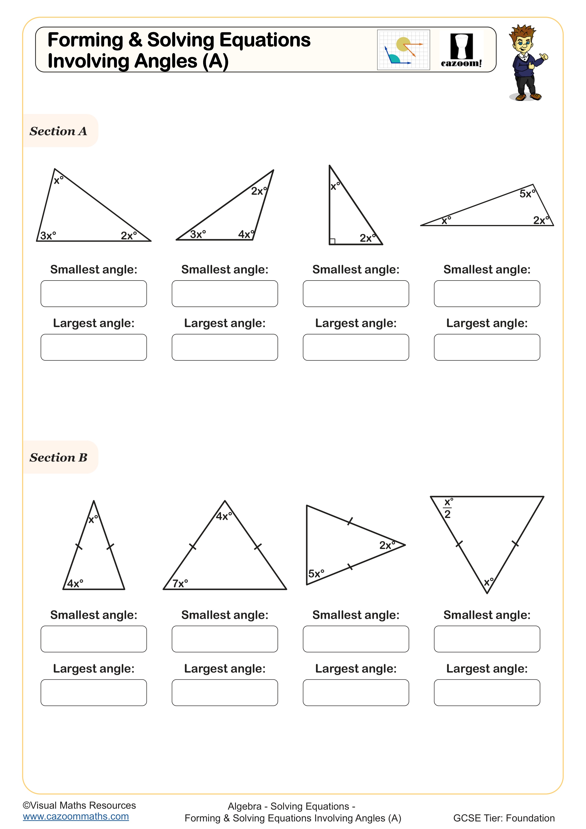 Preview of Forming and Solving Equations Involving Angles (A)